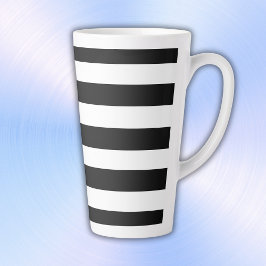 Taza De Café Latte Rayas simples en blanco y negro |