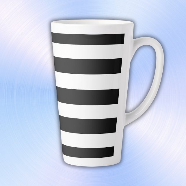 Taza De Café Latte Rayas simples en blanco y negro | (Subido por el creador)