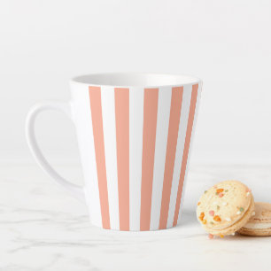 Taza De Café Latte Rayas verticales de albaricoque y blanco