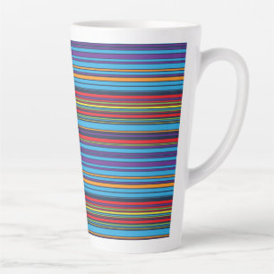 Taza De Café Latte Rayas violetas azules lindas