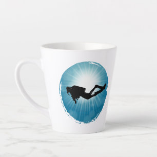 Taza De Café Latte Rayos submarinos de buceo Scuba