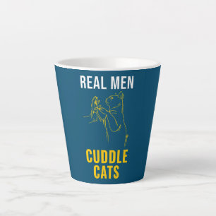 Taza De Café Latte Real Men Cuddle Cats Cat Dad Father's Day Cat
