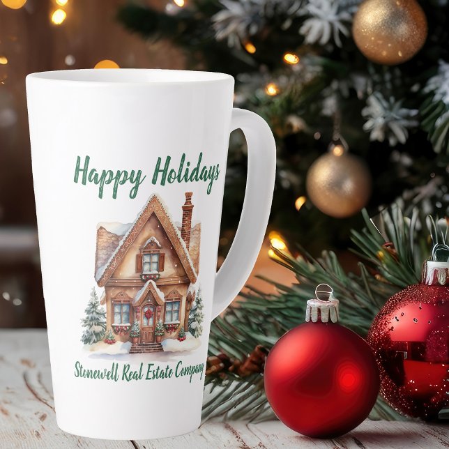 Taza De Café Latte Realtor personalizado del hogar de Navidades cután (Subido por el creador)