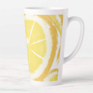 Taza De Café Latte Rebanadas de remolinos de limón abstractos