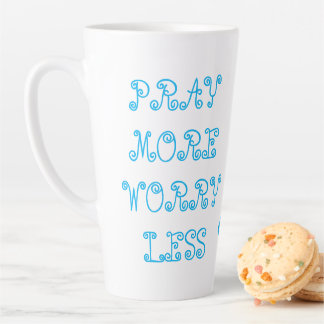 Taza De Café Latte "Recen más, preocuparse menos" Mug Inspiradora