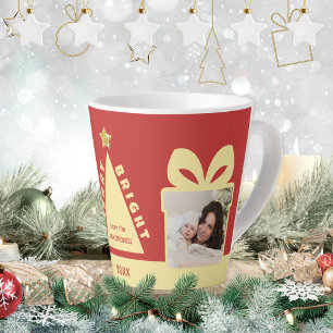 Taza De Café Latte Recuerdo minimalista de 2 fotos rojas