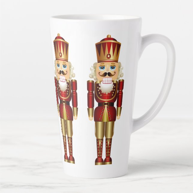 Taza De Café Latte Red and Gold Nutcrackers Latte Mug (Derecha)