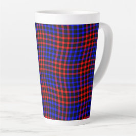 Taza De Café Latte Red Blue Plaid Checker Seamless Pattern