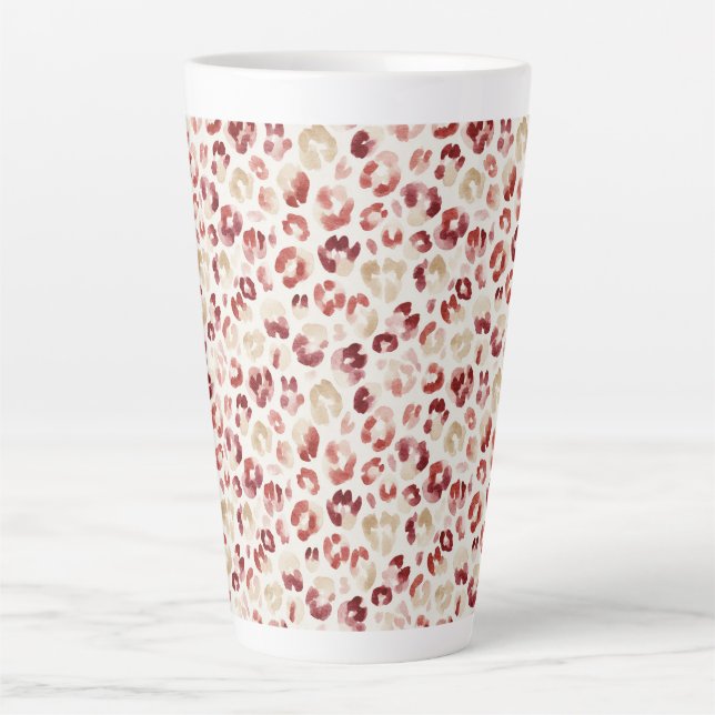 Taza De Café Latte Red Cream Leopard Animal Print Birthday (Anverso)