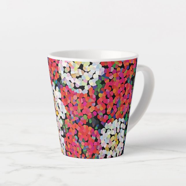 Taza De Café Latte  Red Crystal Floral Blooms (Ángulo derecho)
