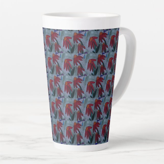 Taza De Café Latte Red Daisy (Ángulo derecho)