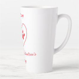 Taza De Café Latte Red heart dog cat paw happy Valentine's day name 