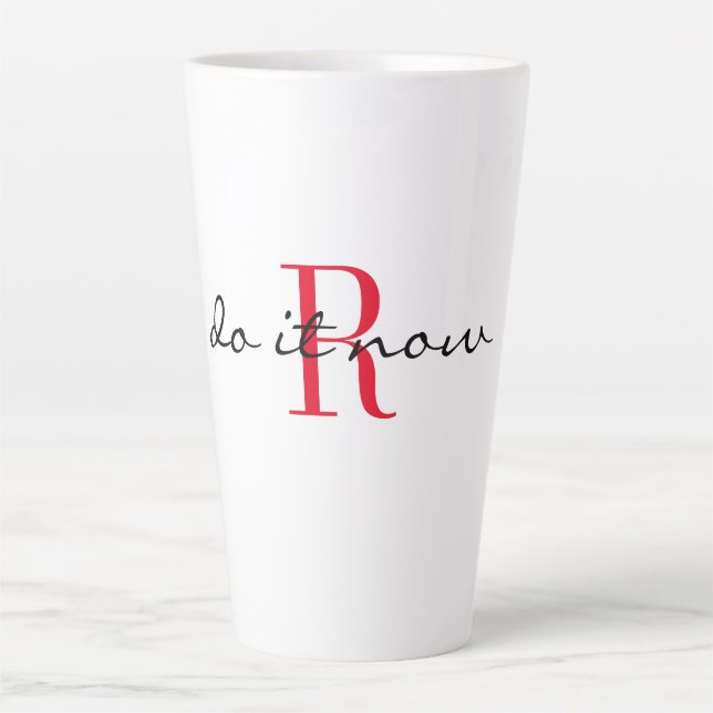 Taza De Café Latte Red Monogram Initial Stylish 'do it now' Large (Anverso)