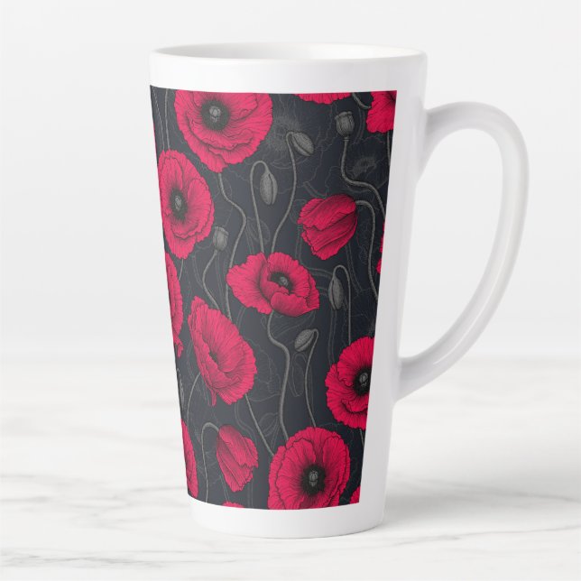 Taza De Café Latte Red Poppies (Derecha)