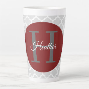 Taza De Café Latte Red Quatrefoil Personalizada Latte Mug