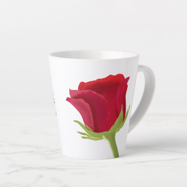 Taza De Café Latte Red rose Bridesmaid Name Latte Mug (Ángulo derecho)
