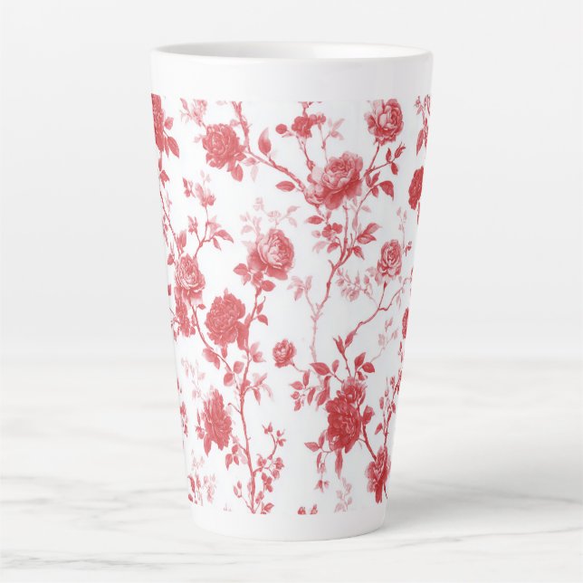 Taza De Café Latte Red Roses Floral (Anverso)