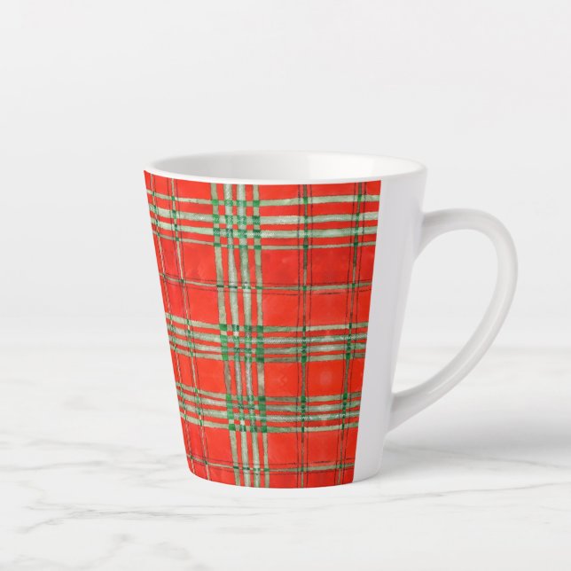 Taza De Café Latte RED SCOTT TARTAN Latte Mug (Derecha)