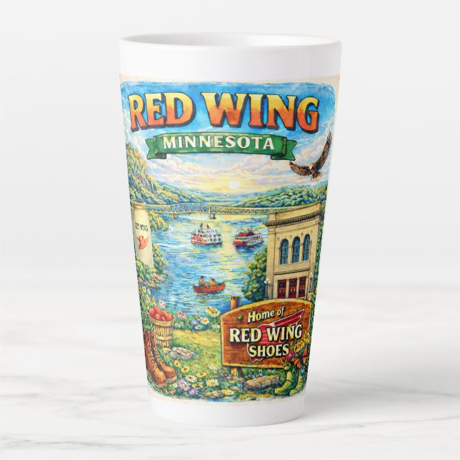 Taza De Café Latte Red Wing, Minnesota Souvenir Gift Latte Mug (Anverso)