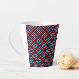 Taza De Café Latte Red With Blue Diamond