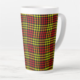 Taza De Café Latte Red Yellow Plaid Checker Seamless Pattern
