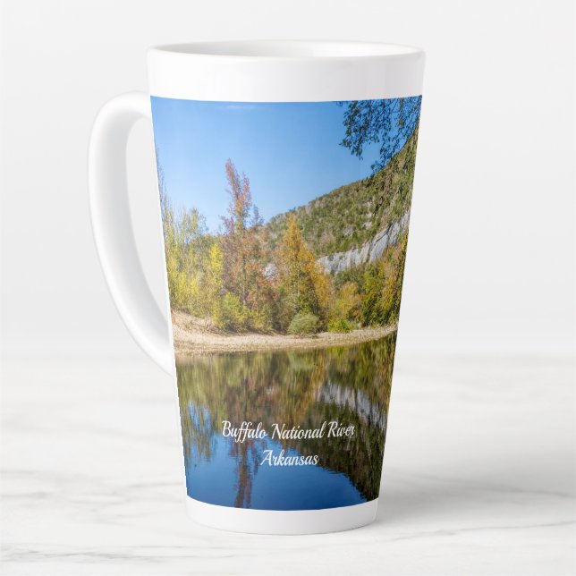 Taza De Café Latte Reflexiones de otoño río Latte Mug nacional búfalo (Ángulo izquierdo)