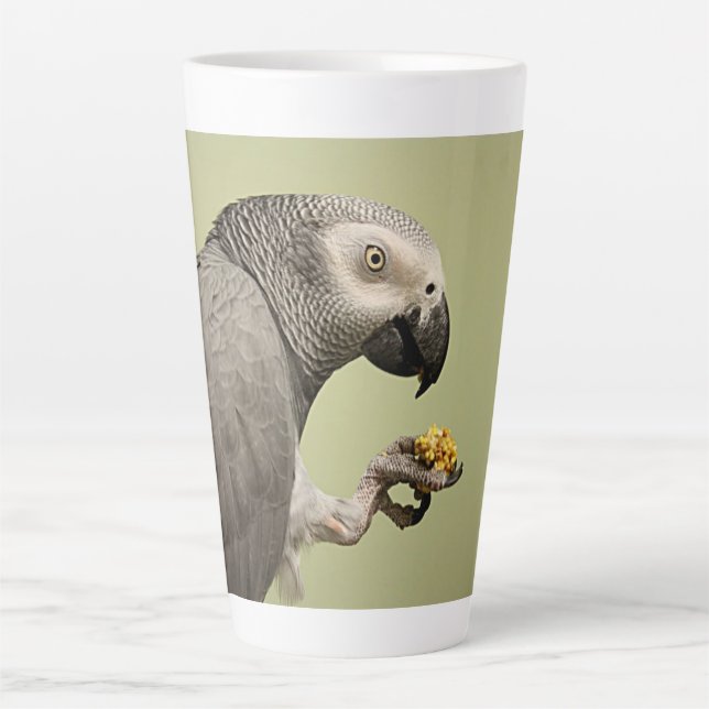 Taza De Café Latte Refrigerio de loro gris africano intenso del Congo (Anverso)