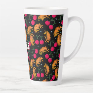 Taza De Café Latte Regalo con patrón floral de cereza personalizado