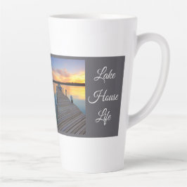 Taza De Café Latte Regalo de bienestar tranquilo al atardecer de Lake