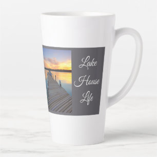 Taza De Café Latte Regalo de bienestar tranquilo al atardecer de Lake