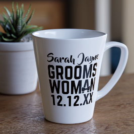 Taza De Café Latte Regalo de boda moderno para la dama del novio
