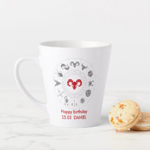 Taza De Café Latte Regalo de cumpleaños Aries Zodiac personalizado