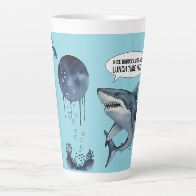 Taza De Café Latte regalo de cumpleaños de tiburón (Anverso)