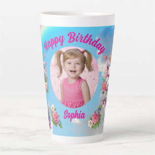 Taza De Café Latte Regalo de Cumpleaños Femenino Foto Unicornio Flora