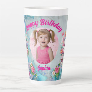 Taza De Café Latte Regalo de Cumpleaños Femenino Foto Unicornio Flora