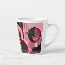 Taza De Café Latte Regalo de diseño geométrico rosa y negro lujoso