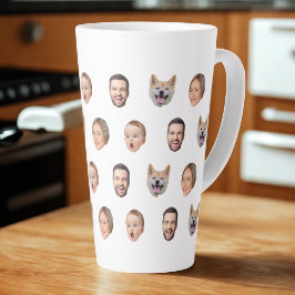 Taza De Café Latte Regalo de familia de fotos de cara de personalizad