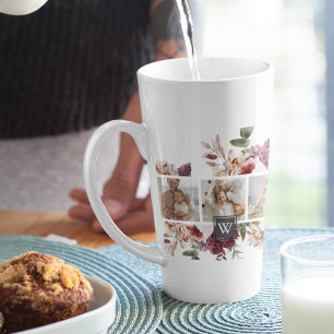 Taza De Café Latte Regalo de flores coloridas de fotografía de moda d