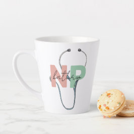 Taza De Café Latte Regalo de nombre de retro NP de enfermera profesio