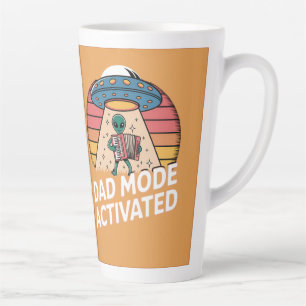 Taza De Café Latte Regalo de Papá Alien Divertido Modo Activado