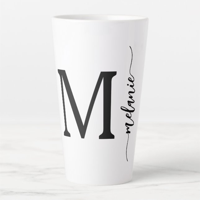 Taza De Café Latte Regalo de peluche de lata blanca con letras de Mon (Anverso)