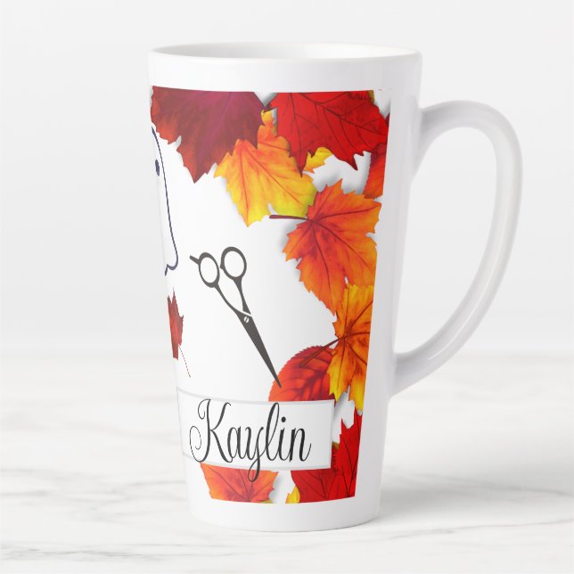 Taza De Café Latte Regalo de peluquería de hojas de otoño (Derecha)