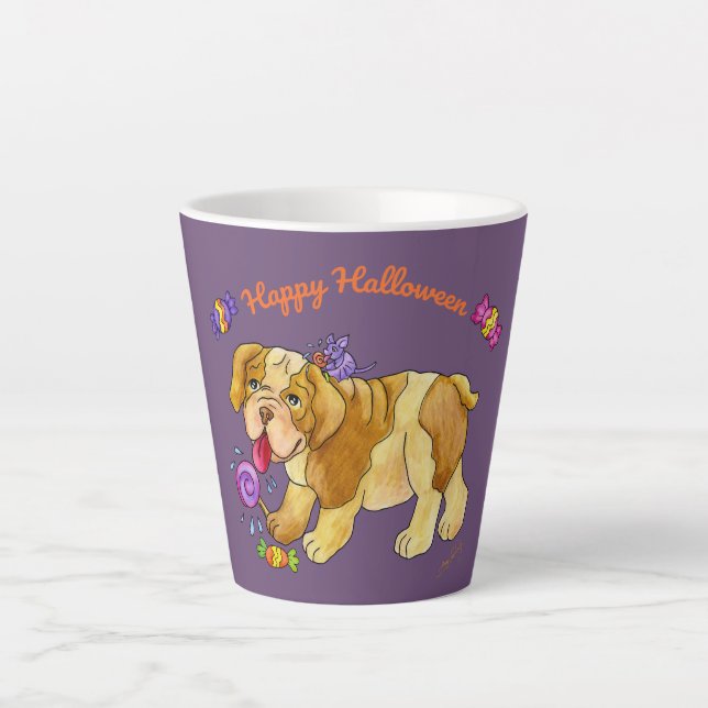 Taza De Café Latte Regalo del cachorro de Halloween (Anverso)