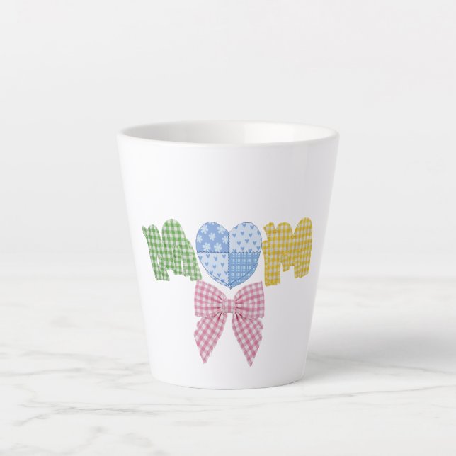 Taza De Café Latte Regalo del Día de la Madre Patchwork (Anverso)