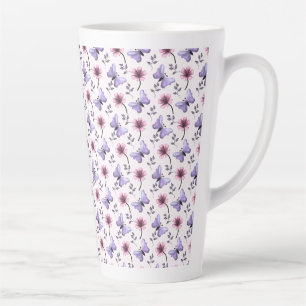 Taza De Café Latte Regalo floral de mariposa de primavera