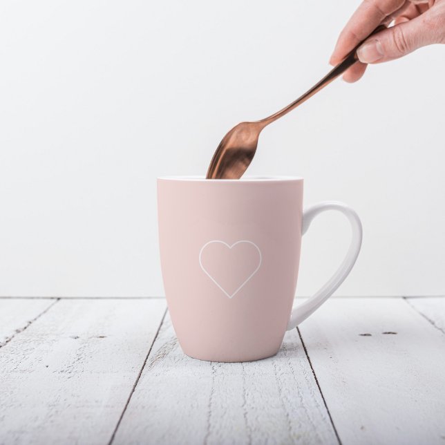 Taza De Café Latte Regalo moderno Pastel Rosa y Corazón Minimalista A (Subido por el creador)
