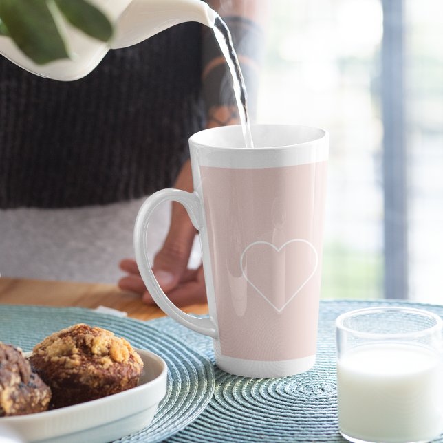 Taza De Café Latte Regalo moderno Pastel Rosa y Corazón Minimalista A (Subido por el creador)