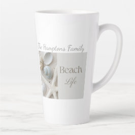 Taza De Café Latte Regalo Personalizado de Conchas Marinas Costeras p