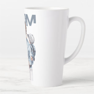 Taza De Café Latte Regalo personalizado de Super Mamá con hijo e hija