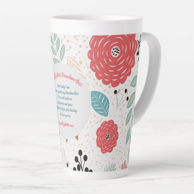 Taza De Café Latte REGALO - Poemas de la abuela de los nietos - PERSO (Ángulo derecho)